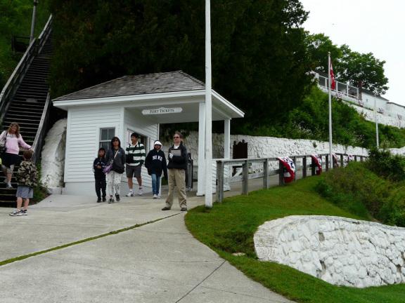 Foot of the Ramp (FORT, located DOWNTOWN) BASIC KNOWLEDGE: This is the most used entrance to Fort Mackinac.