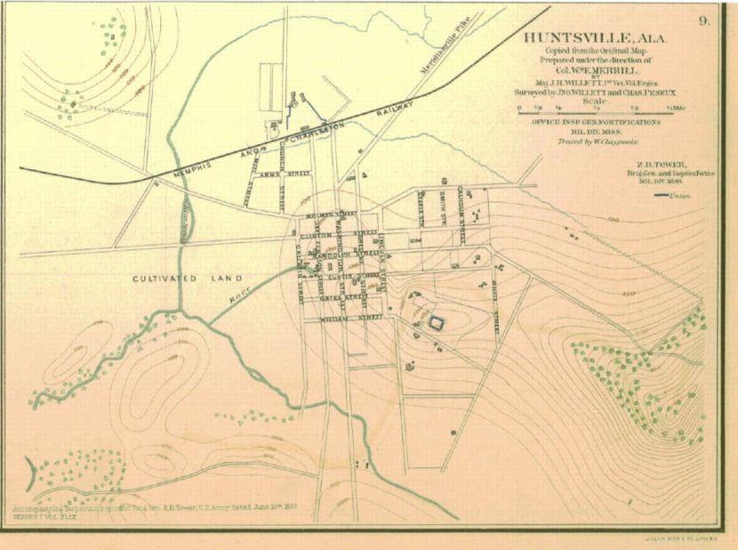 Section number 8 Page 70 Old Town Historic District, Madison County, AL U.S. Army Map of Huntsville, 1863, Library of Congress In mid-july 1863, Gen. David S.