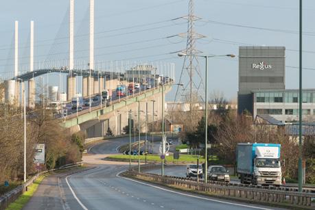 Crossways Business Park Regus House is extremely visible from the Dartford River Crossing, with Regus benefiting from free advertising to the 51,000,000 cars using the QEII Bridge each year.