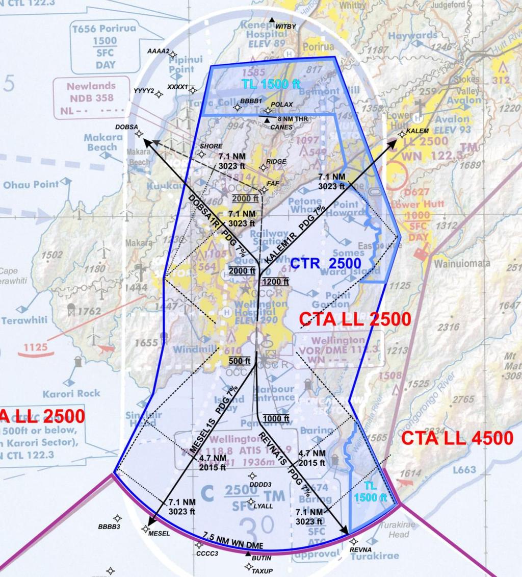 6. The CTR boundaries have been designed to contain the instrument sectors of the instrument flight procedures listed in para 9. For approaches, a 300 ft per NM (4.