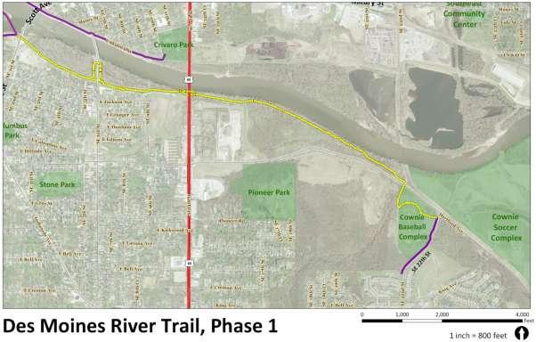 Des Moines River Trail, Phase 1 2.5 miles $2.