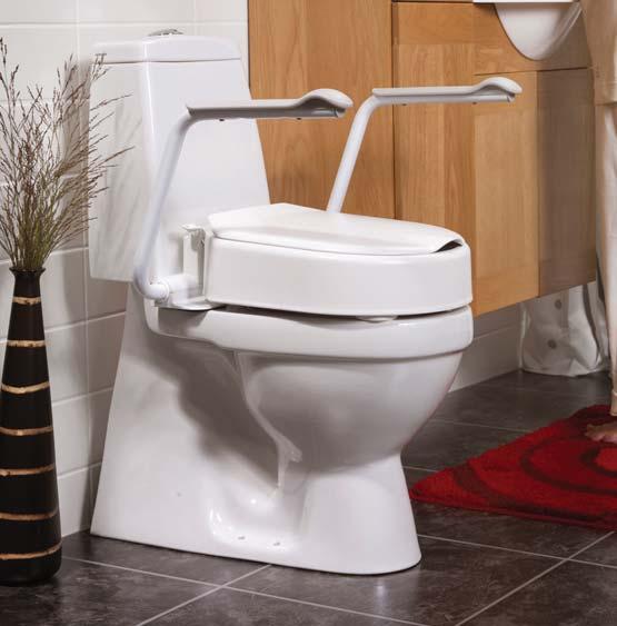 The unique inallation syem allows the seat to be used without the need for the original toilet seat to be removed. External width 580mm (23"). Overall height 310mm (12 1 /4"). Seat height 100mm (4").