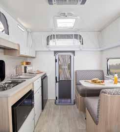 The furniture in Jayco Freedom pop top is built on an exclusive aluminium frame for extra strength, and finished in durable commercial-grade fabrics.
