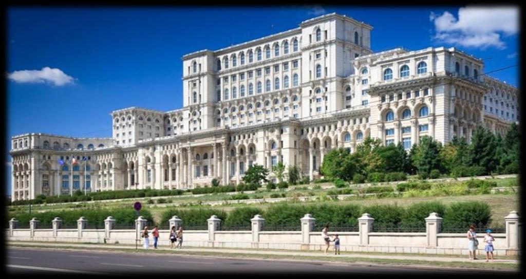 The Palace of the Parliament of Bucharest, also known under the name of the House of the People, measures 270 m on 240 m, 86 m high, and 92 m underground, having 9 surface levels and another 9