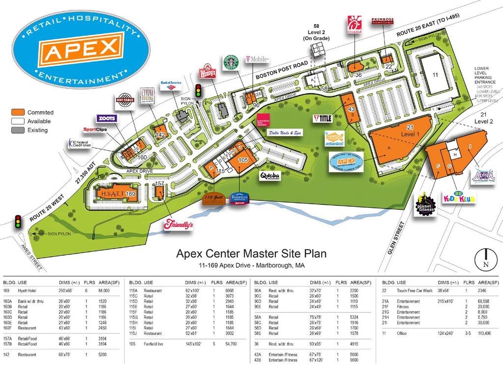 APEX Center Master Site Plan For leasing information contact Dusty Burke at American