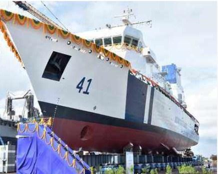 The 98 M OPV has been designed and built indigenously by Larsen & Toubro as part of the ICG shipbuilding contract for