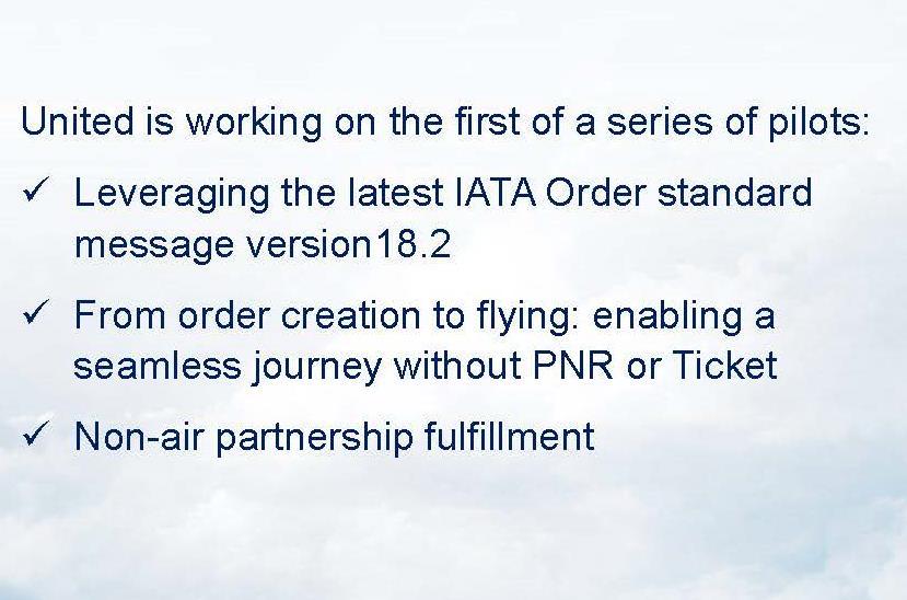 ONE Order United is working on a series of pilot programs to Better understand the benefits of order