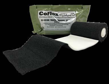 UNIVERSAL MEDIC ABSORBENT FOAM DRESSING All-in-One Trauma/Combat Bandage CoFlex UMAFD is a strong bandage with foam pad attached, plus an additional foam pad in the core for extra absorbancy.