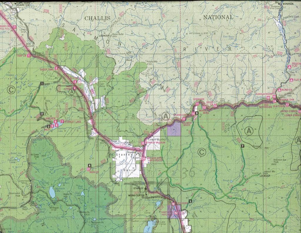 MAP OF THE STANLEY AREA FOREST Goat Falls Ranch National Forest Land