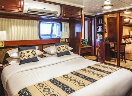 CABINS: All have a window with an outside view, private facilities, ample storage and climate controls. Bed can be configured as two twins or as a single queen.