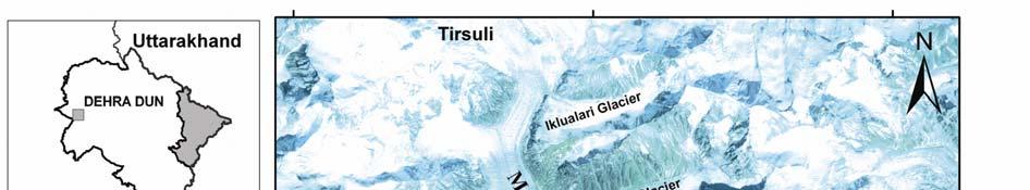 Figure 1. Location map of Milam Glacier and tributary glaciers. Table 1.
