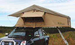 TJM Yulara is the larger of the two tents and features a large sheltered canopy over the tent entrance.