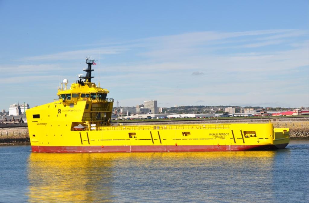FEATURE VESSEL Feature Vessel WORLD PERIDOT Damen Shipyards Group has delivered World Peridot, the second in a series of six PSVs that are being built for World Wide Supply at Damen s shipyard in