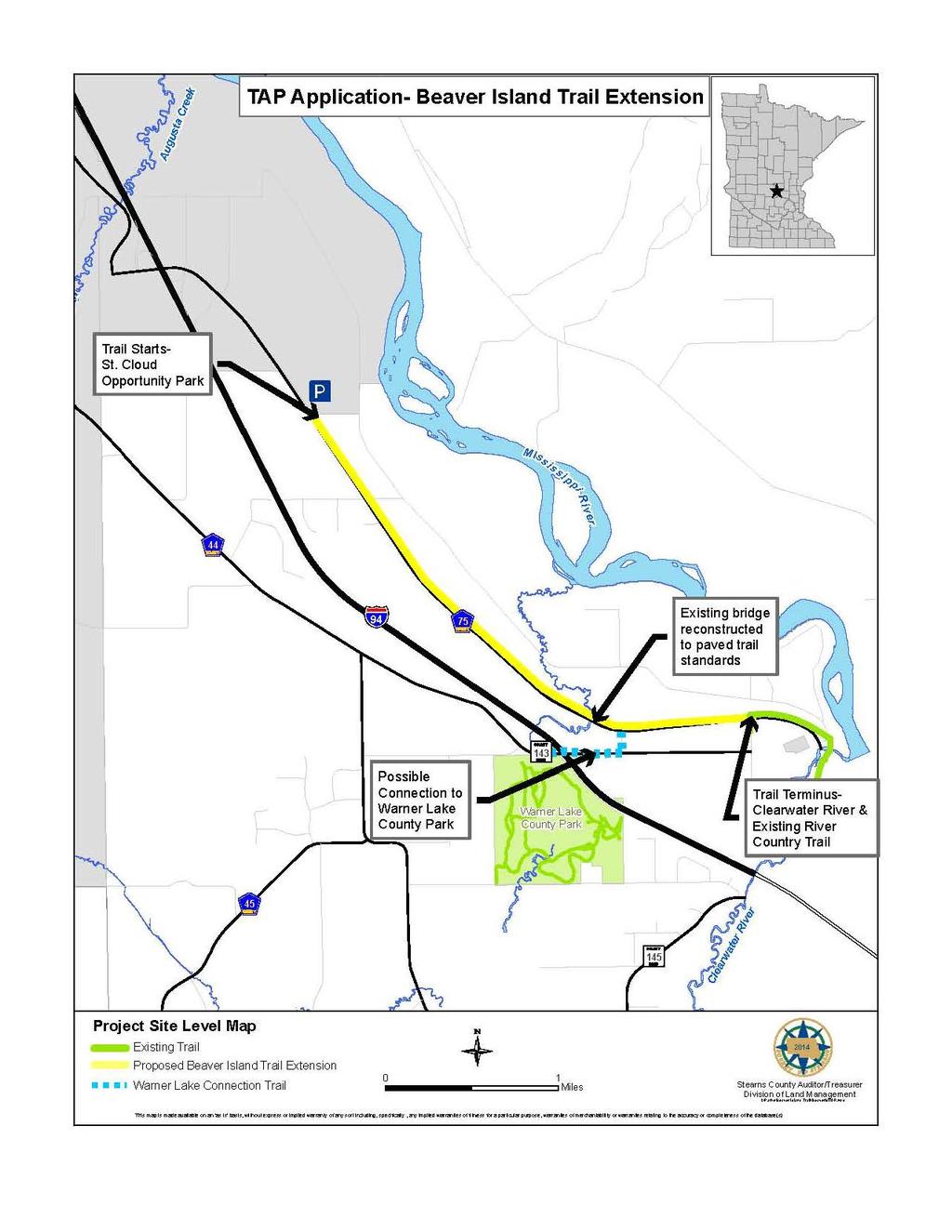 TAP Application- Beaver Island Trail Extension Trail Starts St. Cloud Opportunity Park Possible Connection to Warner Lake County Park ~.