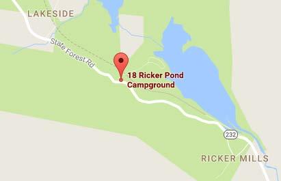 Groton Ricker Pond Campground Park #886213 Ricker Pond State Park, established in the 1930s, is located on the western shores of Ricker Pond and adjacent to the Montpelier-Wells Rail Trail