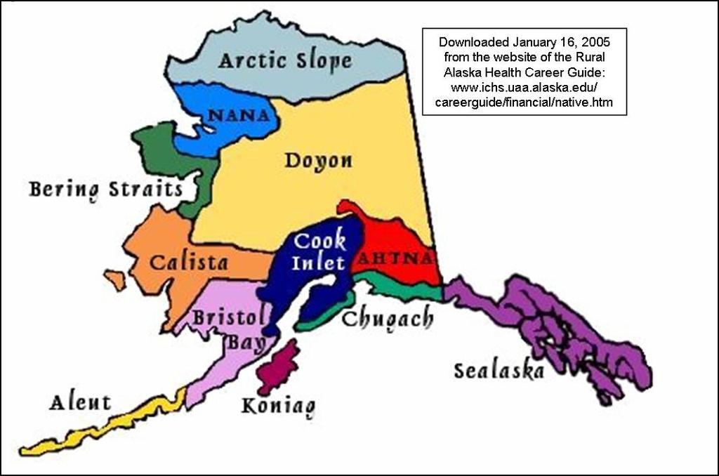 ANCSA Corporation Regions Under the Alaska Native Claims Settlement Act of 1971 (ANCSA), Alaska was divided into twelve regions.