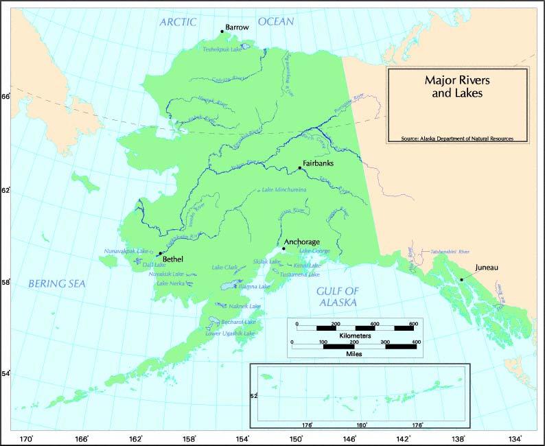 Alaska Rivers Alaska s most important river is the Yukon River, which flows from British Columbia and the Yukon Territory into Alaska, and then across Alaska to the Yukon River Delta on the Bering