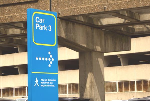 each carpark has a sign to tell you how long