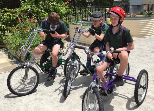 With Rotary's generous grant, we purchased 3 specially adapted tricycles with seat supports and clip straps, foot stirrups and velcro straps, adjustable handle bars and bells!