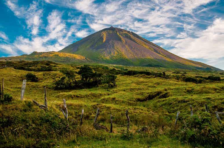 Mount Pico Far out in the Atlantic, some 800 miles from the Portuguese coast, the nine islands of the Azores are known for their spectacular volcanic scenery, abundant flora and peaceful lifestyle.
