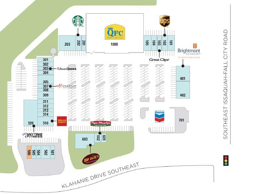 501 SITE PLAN SPACE SF 506 AVAILABLE 1,072 501 AVAILABLE 1,100 1000 QUALITY FOOD CENTERS 37,834 101 KLAHANIE VILLAGE VETERINARY 1,920 102 THE UPS STORE 1,600 103 GREAT CLIPS 1,280 104 KLAHANIE