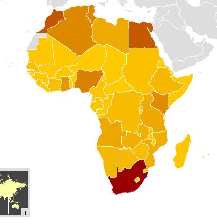 Global FDI with Africa Heat map of