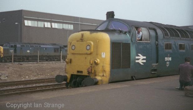 8 (1) 55016 departs platform 4, Peterborough, at 1511hrs. Peterborough: 9 56060 pulls away (north at 1046hrs) on a fly-ash train.