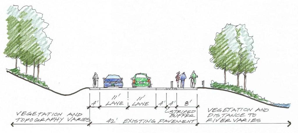 ROADWAY IMPROVEMENTS The recommended improvements to Route 30 through the gateway corridor reflect a balancing of the community s goal to enhance bicycle and pedestrian facilities with the realities