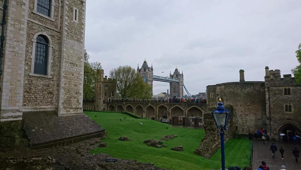 The Tower of London After a hot drink, we visited the Tower of London, a Norman stone fortress located on the north bank of the River Thames.