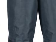 These waders are equipped with reliable rubber boots, two water-resistant pockets, an