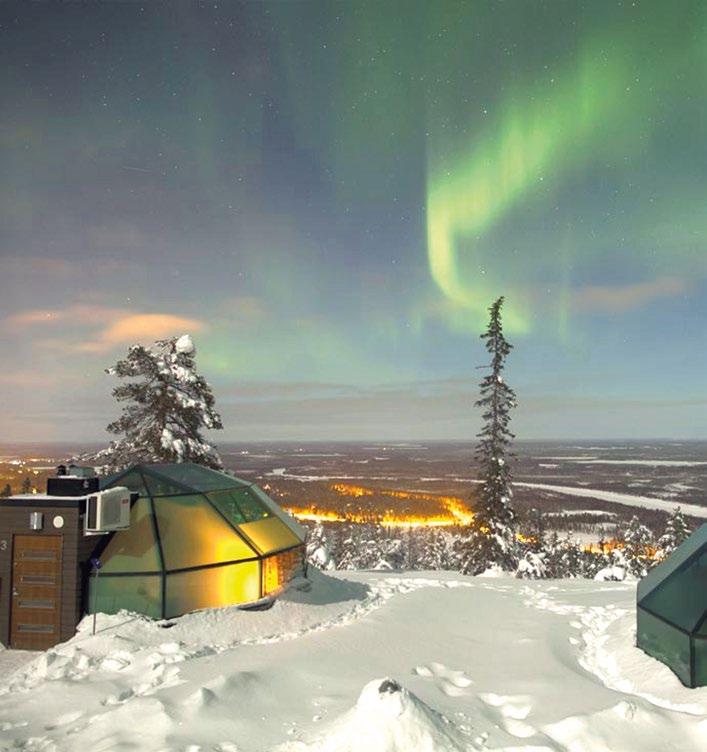ITINERARY GLASS IGLOOS & NORTHERN LIGHTS GLASS IGLOOS & NORTHERN LIGHTS LEVIN IGLUT A night in a glass igloo is fast becoming the quintessential Nordic experience.