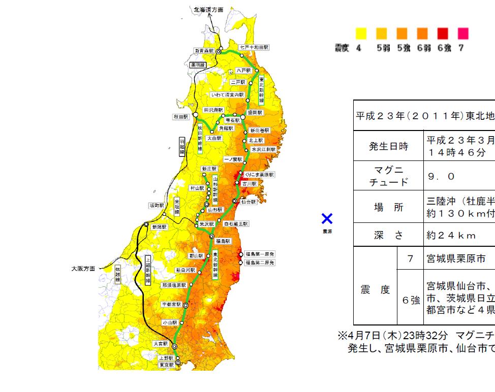 Shin-Aomori Seismic Intensity Morioka Ichinoseki Sendai Epicenter Fukushima