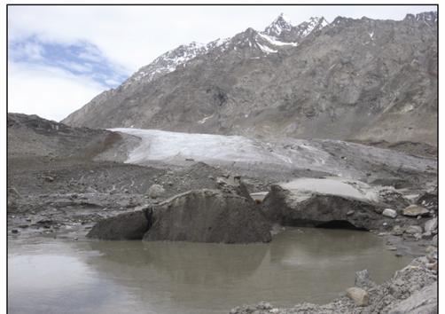 (0.77 sq. km/yr) of glaciers during 1999 2003 occurred in the Naimonańyi region of western Himalaya 24.