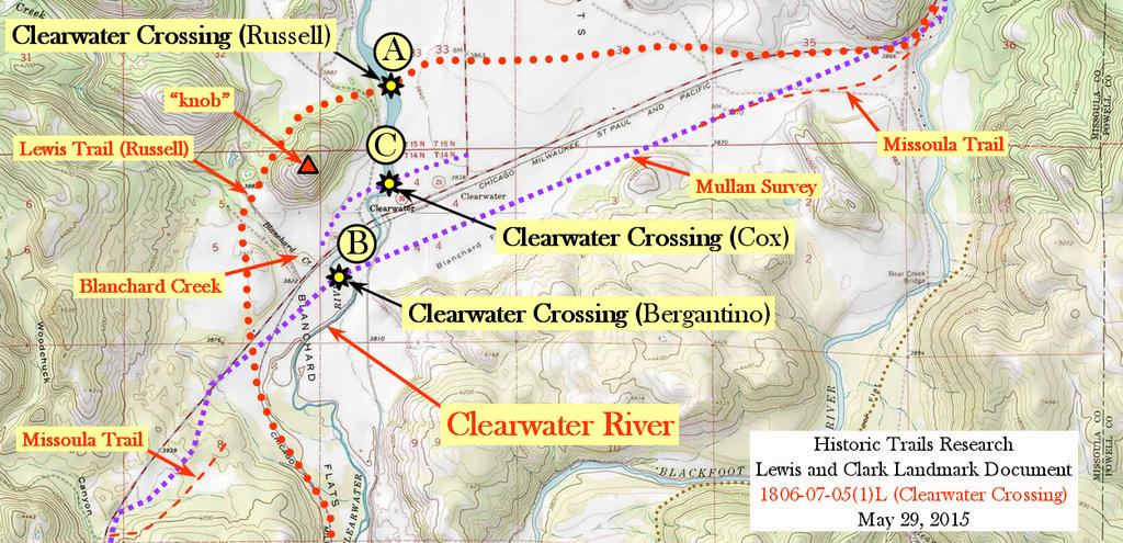 Historic Trails Research Lewis and Clark Landmark Document Lewis and Party Crossing the Clearwater Tributary of the Big Blackfoot River 1806-07-05(1)L (Clearwater Crossing) May 29, 2015 Revised: May