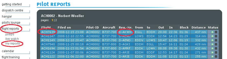 You get the same overview about your reports via flight reports and then my reports (Fig 2.5).