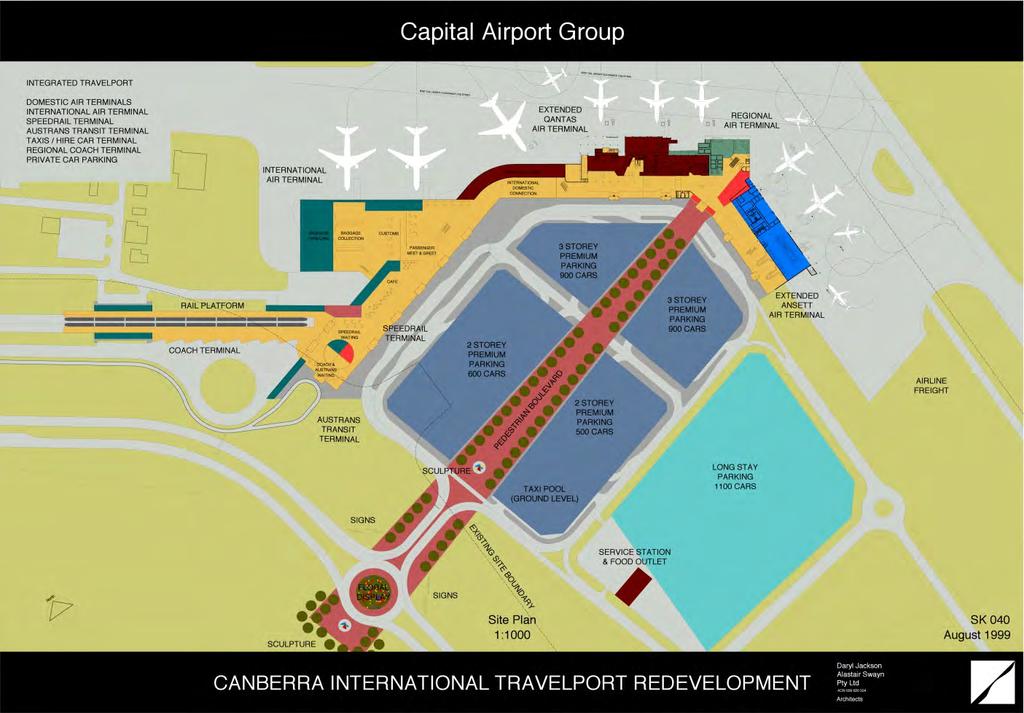 Canberra Airport has been a strong public supporter for more than fifteen years of a fast, efficient, and comfortable transport system with easy access to air, rail, and coach services : Initially
