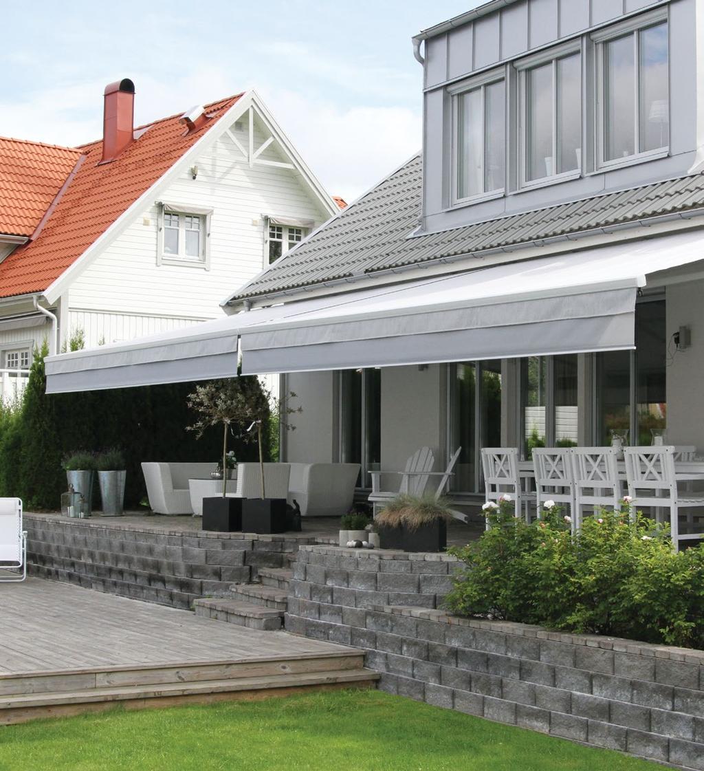 Sirocco The Sirocco Series partners stylish componentry with a contemporary and functional folding arm awning design, covering all size spaces from tiny and narrow through to wide expanses.