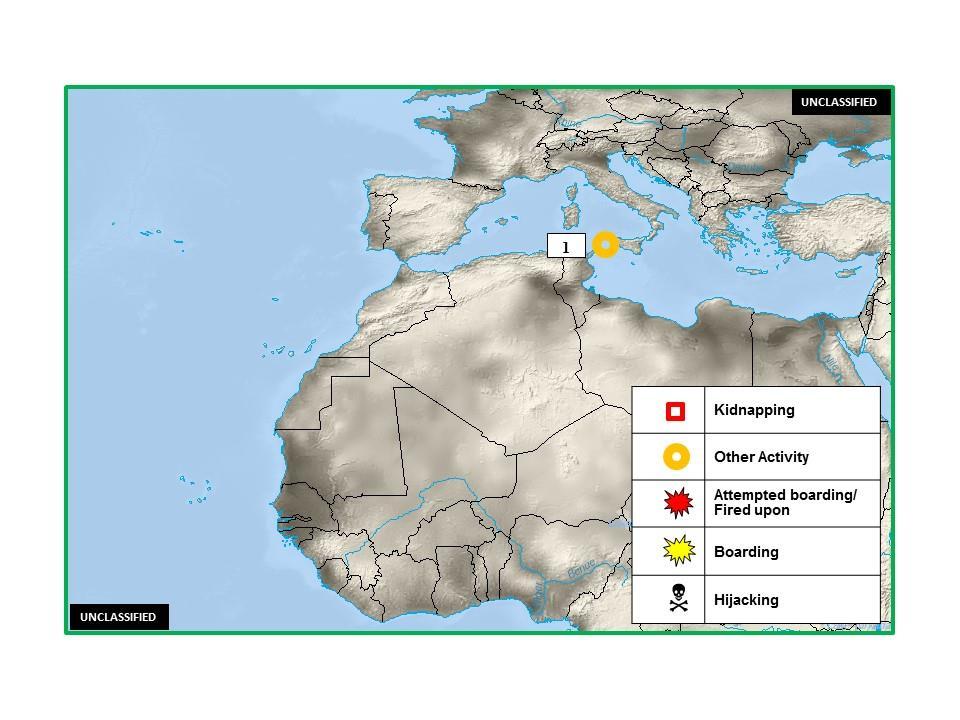 D. (U) NORTHERN EUROPE - BALTIC: No current incidents to report. E. (U) MEDITERRANEAN - BLACK SEA: Figure 2. Mediterranean - Black Sea Piracy and Maritime Crime 1.