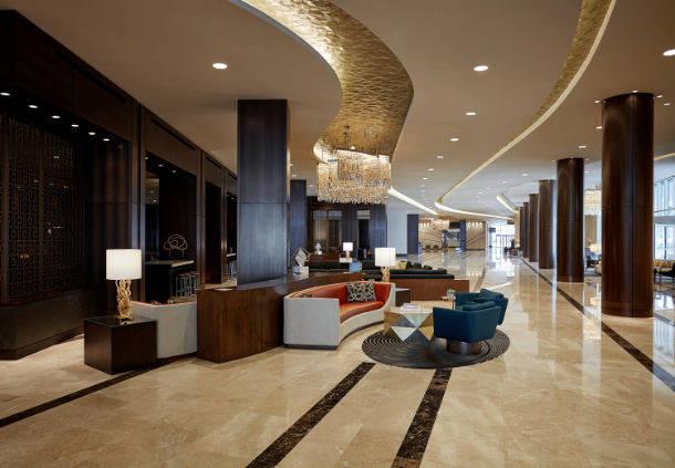 Hotel Accessibility The Marriott Marquis Houston is ADA compliant, offering mobility accessible guest rooms with roll-in showers, hearing accessible rooms with visual alarms and visual notification