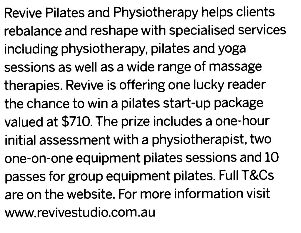 Revive is offering one lucky reader the chance to win a pilates