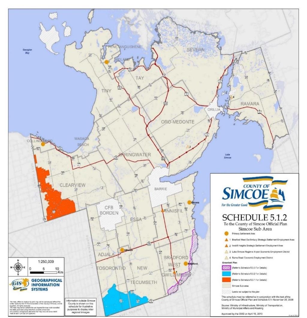 Figure 4: Simcoe County Official Plan Simcoe Sub Area Map Town of Wasaga Beach