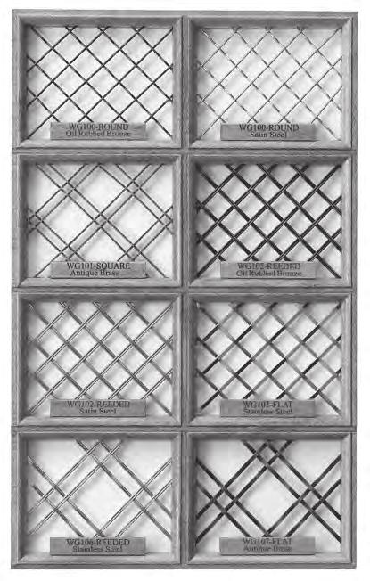 Wire Grille Inserts (continued) Wire Grille Display Unit Features 8 Wire Grille patterns and all 4 program finishes.