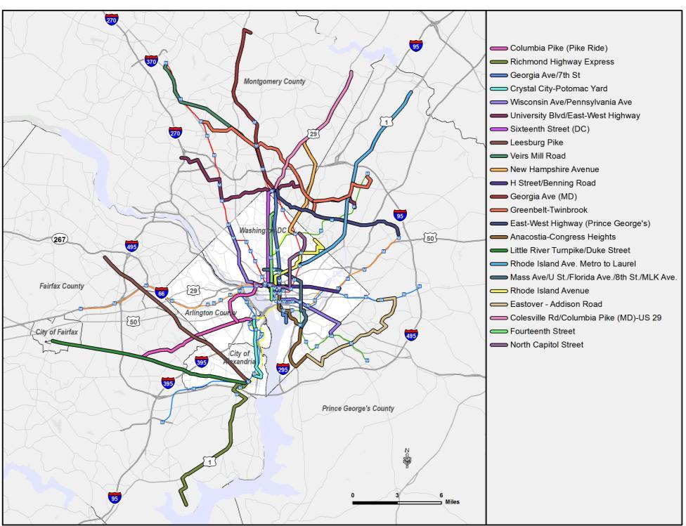 Priority Corridor Network (PCN) Based on networks developed for Priority Corridor Network (PCN) study New routes coded as a limited stop BRT mode