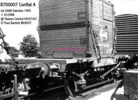 B.R. CONFLAT A. WW 02 History. B.R. produced no fewer than six main types of conflat wagons between 1951 and 1958, with the most numerous being the conflat A, for which six different diagrams were issued.