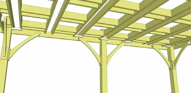 Position cleats underneath pergola joists or blocking as shown above and attach.