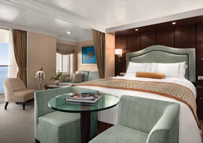 CONCIERGE LEVEL VERANDA STATEROOMS: A1 A2 A3 A4 26 square metres Private teak veranda Plush seating area Shower/full-size bathtub Priority specialty restaurant reservations Dedicated check-in desk