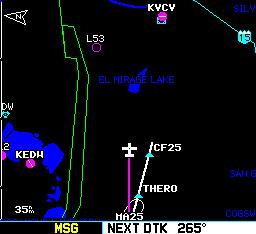 The flight plan automatically sequences to the next leg upon reaching D13.0. 3) At 13.0 nm from the FAF, a waypoint alert ( NEXT DTK 265 ) appears along the bottom of the screen (Figure 6-51).