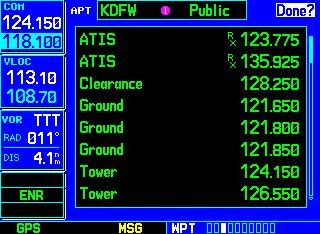 SECTION 8 NRST PAGES To view and quickly tune the frequency for a controlling agency: 1) Follow steps 1 through 4 on the preceding page to display the Airspace Page for the desired controlled or