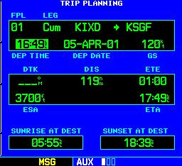 SECTION 10 AUX PAGES 5) Turn the large right knob to highlight the departure time (DEP TIME) field (Figure 10-8).