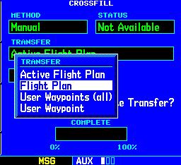 Auto automatically transfers any selection of (or any change to) a direct-to destination or active flight plan to a second 400/500-series Garmin unit.